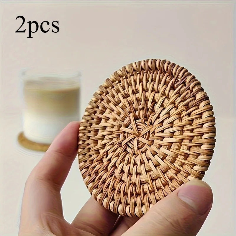 Rattania Braided Coaster - Woven Spiral Drink Mats