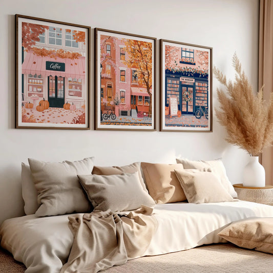 Bellacott Autumn Triptych - Coffee & Bookshop Prints