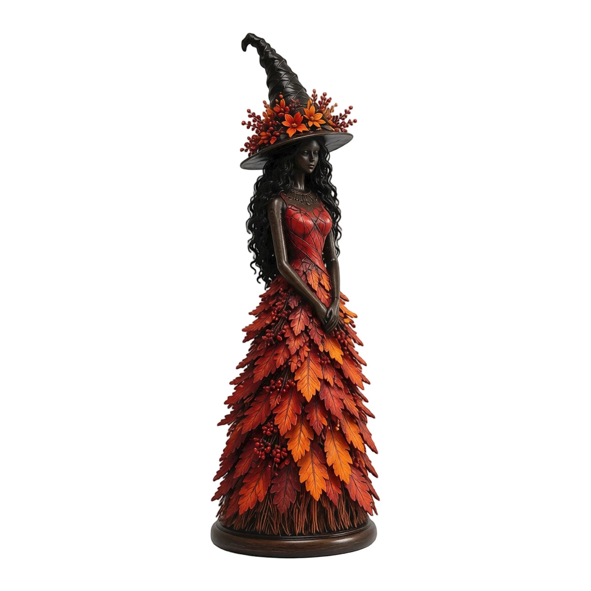Selvane Leaf Figurine - Resin Statue with Witch Hat