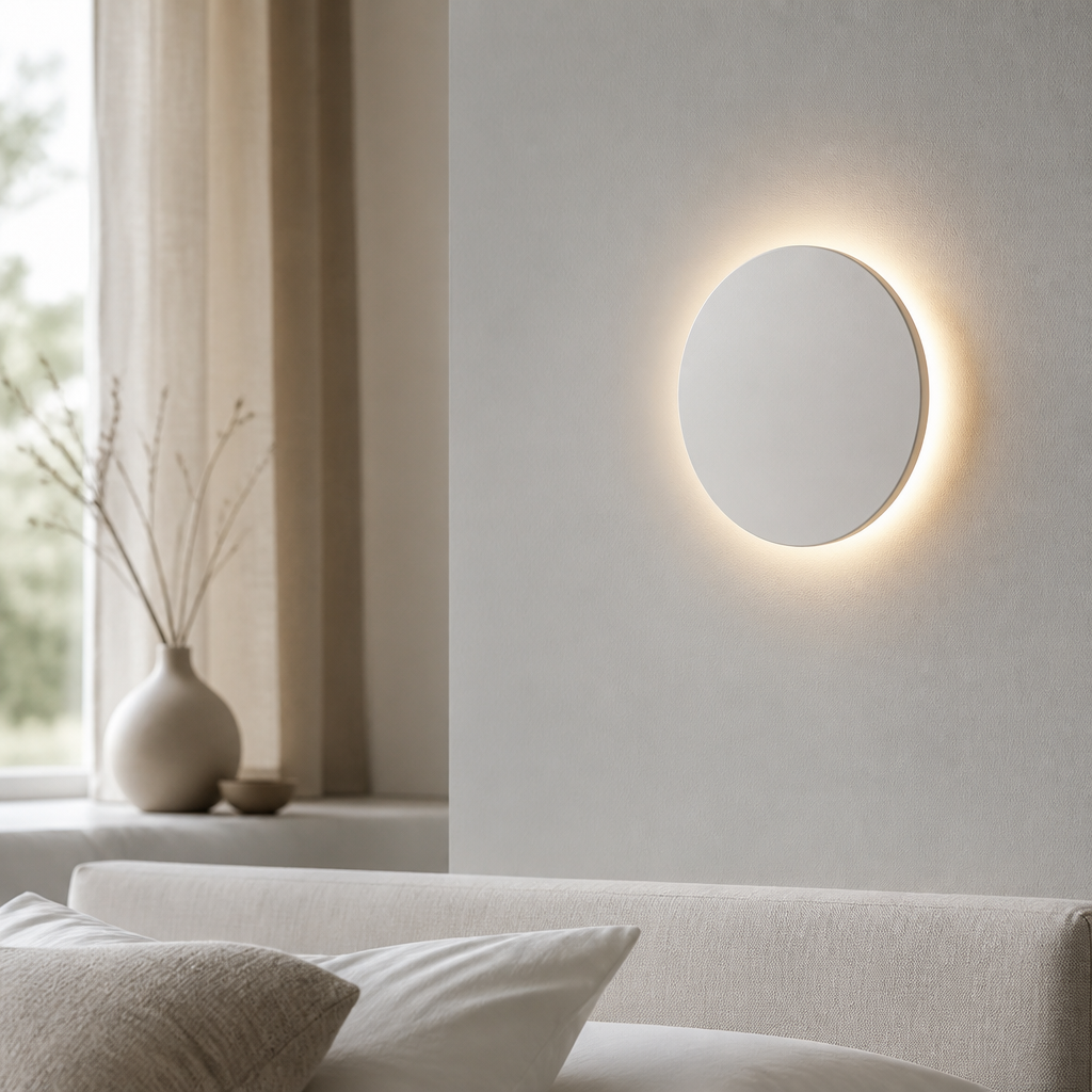 Round LED Wall Light - White, 20 cm