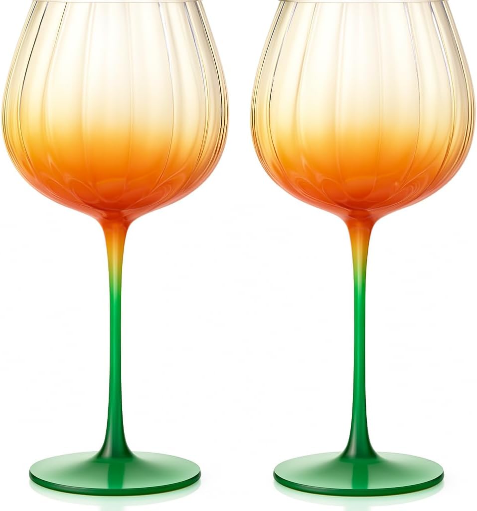 Vinello Wine Glasses - Pumpkin Stem Pair