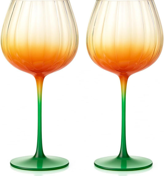 Vinello Wine Glasses - Pumpkin Stem Pair