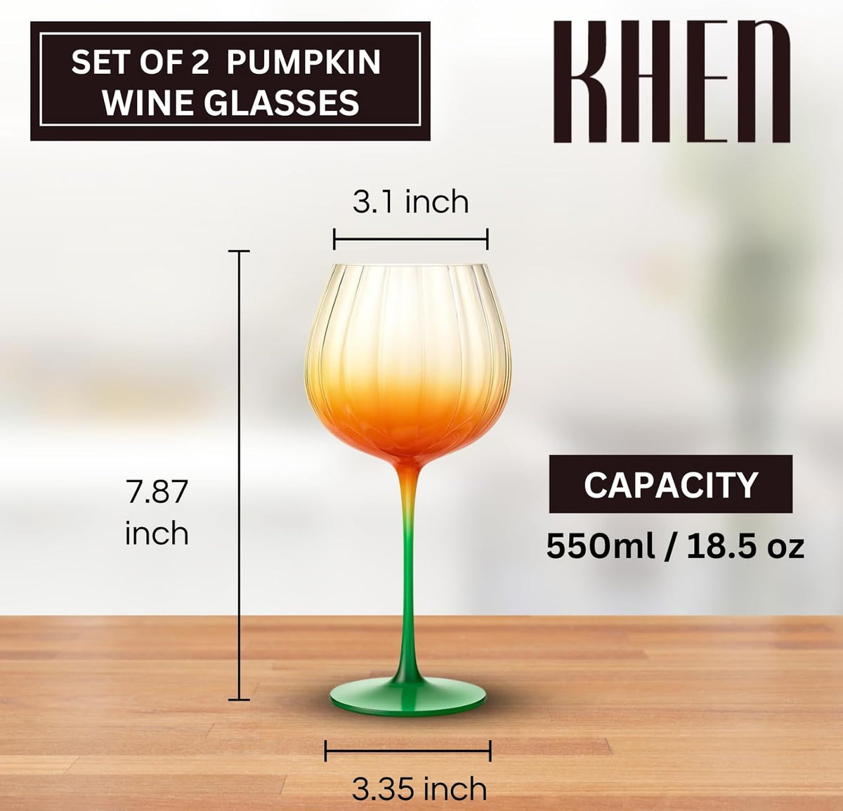 Vinello Wine Glasses - Pumpkin Stem Pair