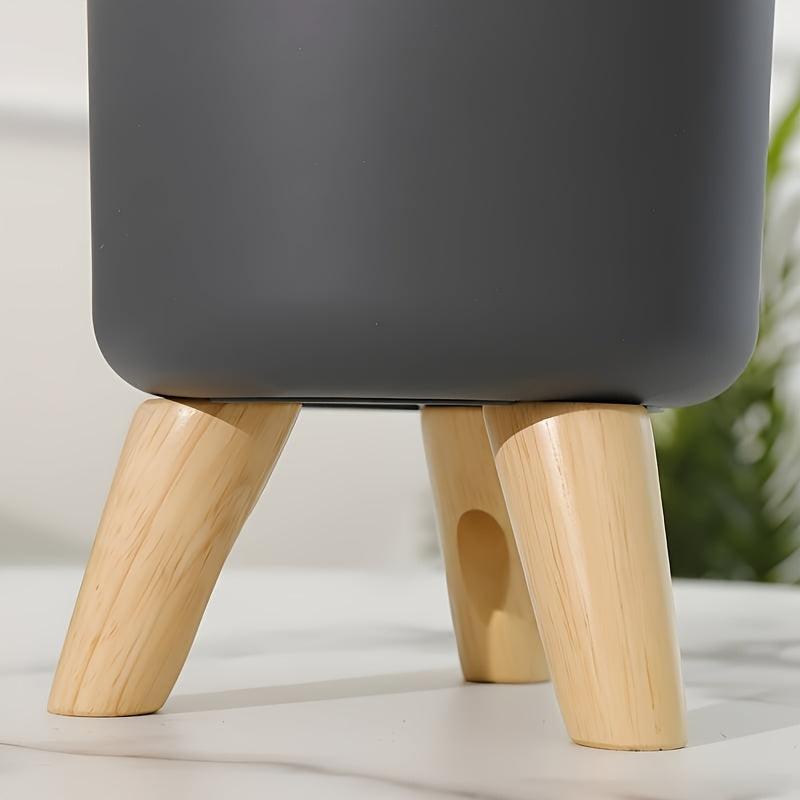 Modern Round Planter with Wooden Legs