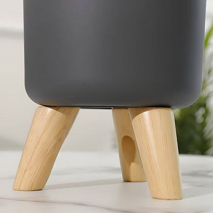 Modern Round Planter with Wooden Legs
