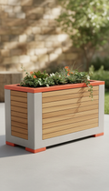 Outdoor Planter Box with Coral Orange Accents
