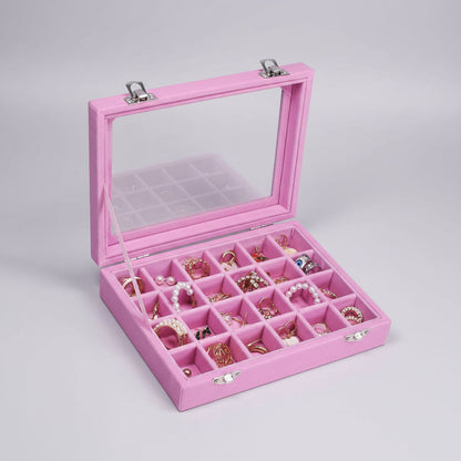 Velvet Jewelry Box with Glass Lid