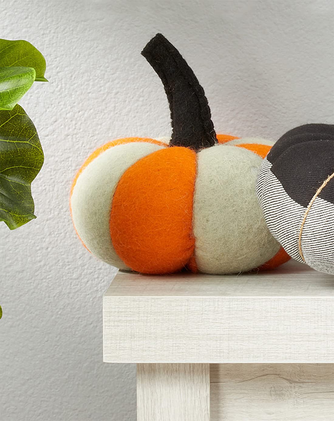 Feltona Pumpkin Figurine - Handmade Fabric, 6in