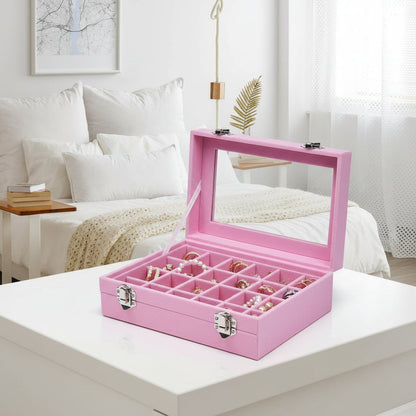 Velvet Jewelry Box with Glass Lid