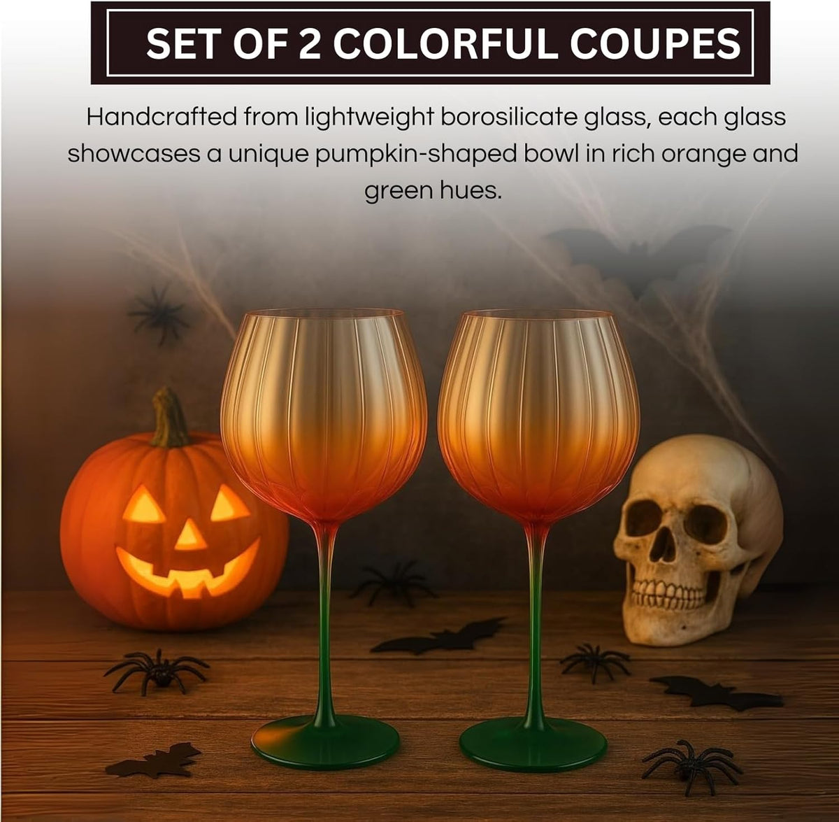 Vinello Wine Glasses - Pumpkin Stem Pair