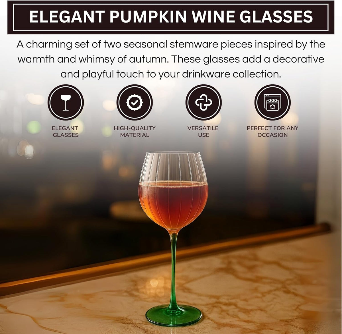Vinello Wine Glasses - Pumpkin Stem Pair