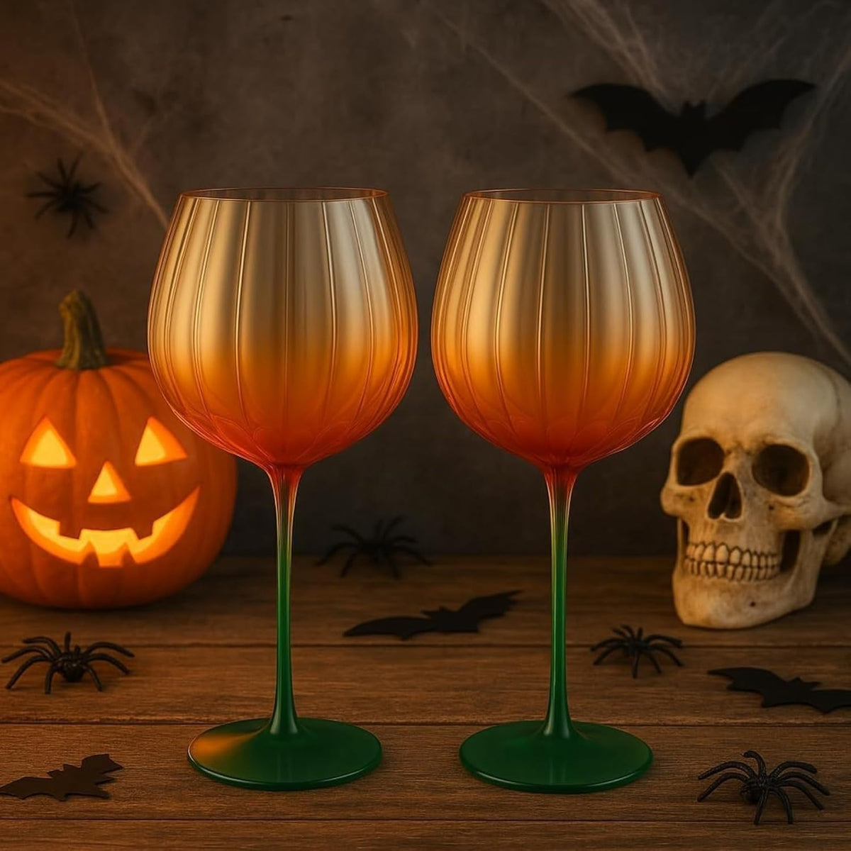 Vinello Wine Glasses - Pumpkin Stem Pair