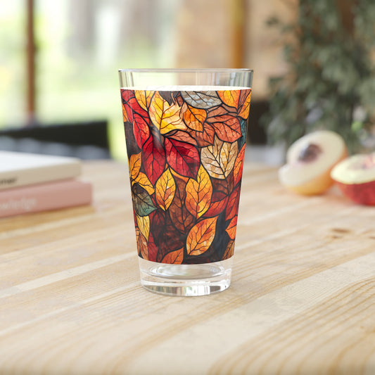 Vitralis Pint Glass - Stained-Glass Leaf, 16oz