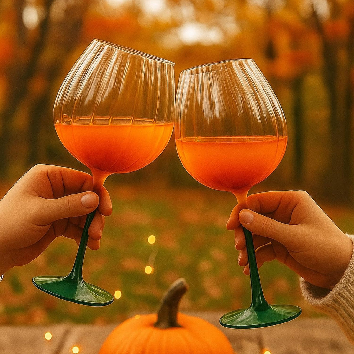 Vinello Wine Glasses - Pumpkin Stem Pair