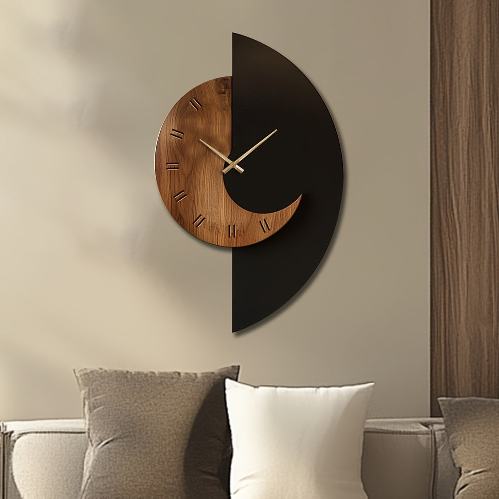 Half-Moon Wooden Wall Clock