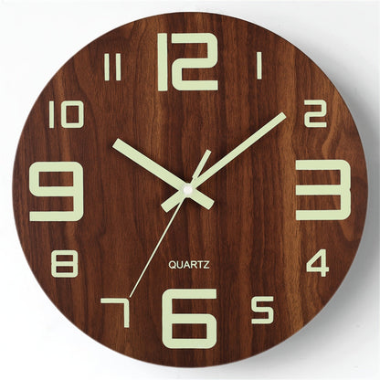 Walnut Luminous Wall Clock