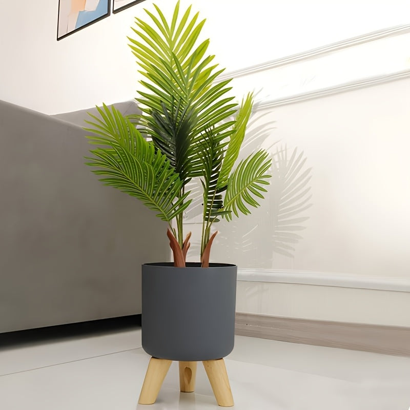 Modern Round Planter with Wooden Legs