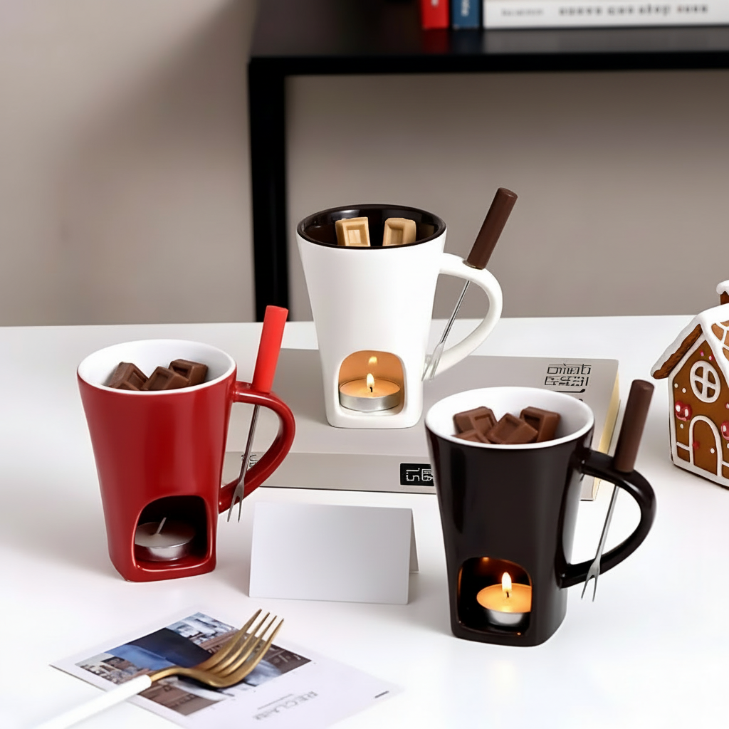 Ceramic Candle Fondue Set