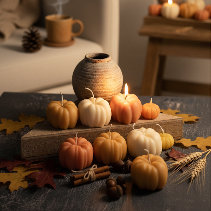 Acorna Sculpture Candle - Cast Acorn, Four Shades