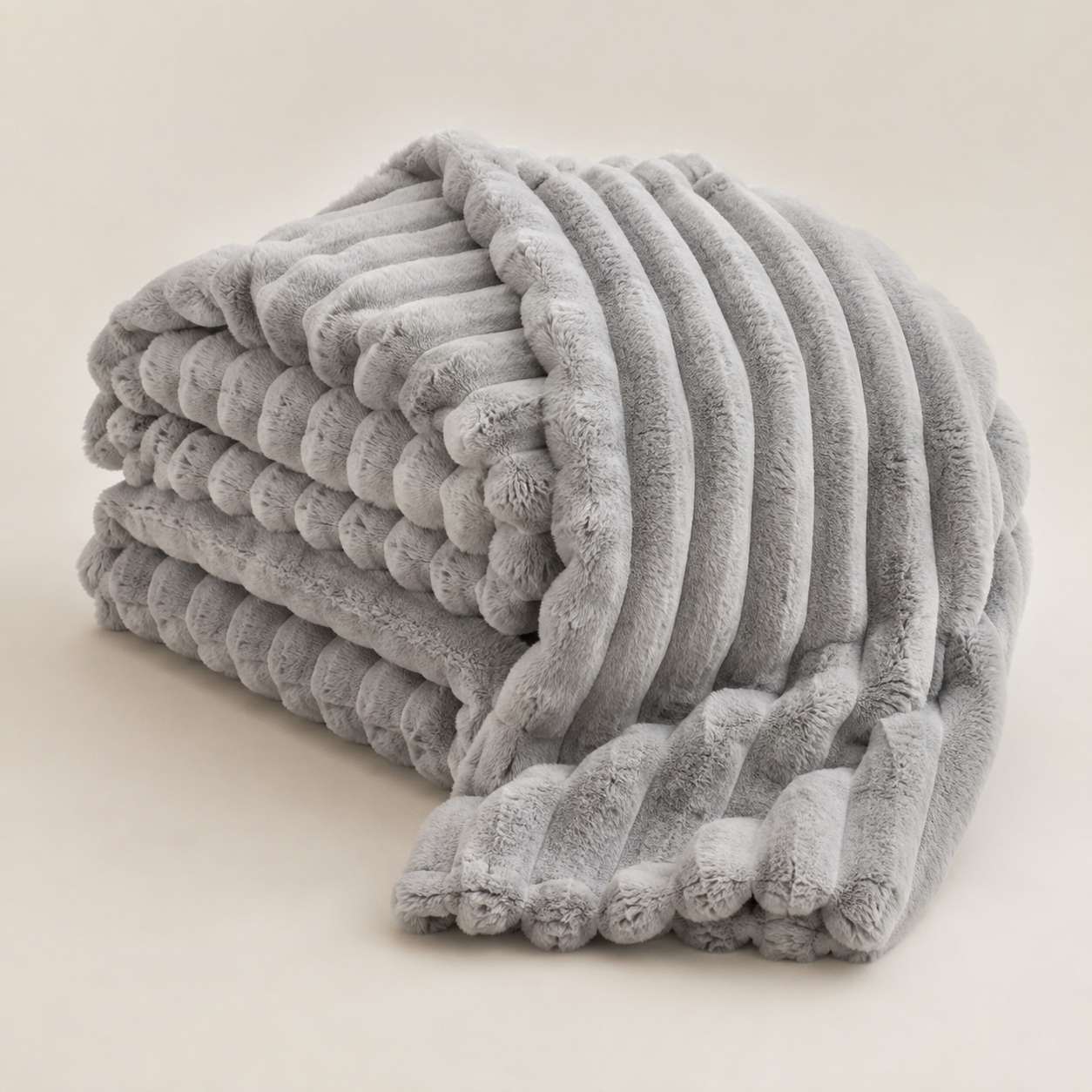 Ribbed Plush Throw Blanket