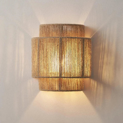 RattanGlow Handwoven Rattan Wall Lamp
