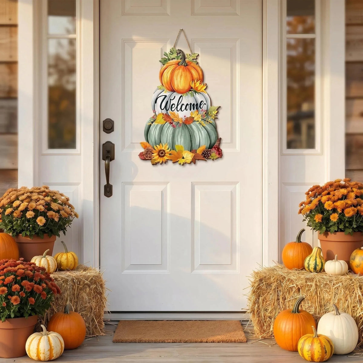 Woodmere Hanging Sign - Layered Pumpkin & Maple Plaque