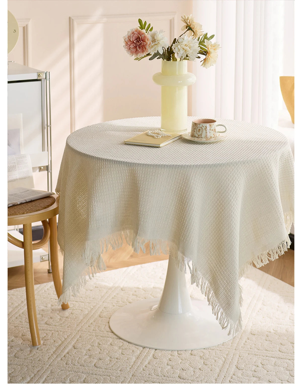 Fringella Square Tablecloth - Crocheted Edge, Three Sizes