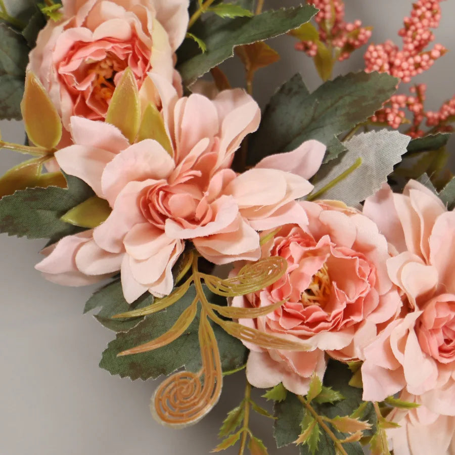 Amberly Door Wreath - 35cm Leaf & Berry Ring