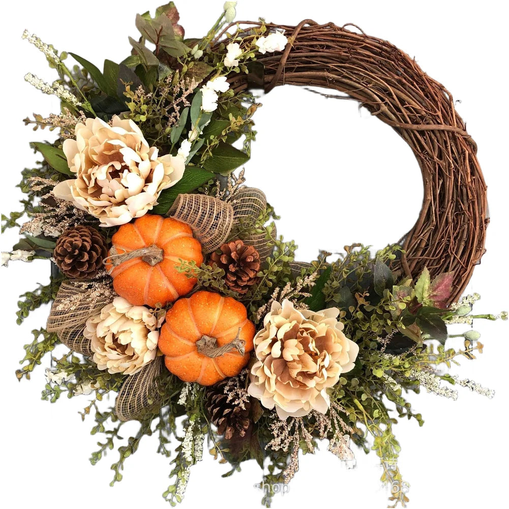Eucalen Door Wreath - Pumpkin, Maple & Berry Ring