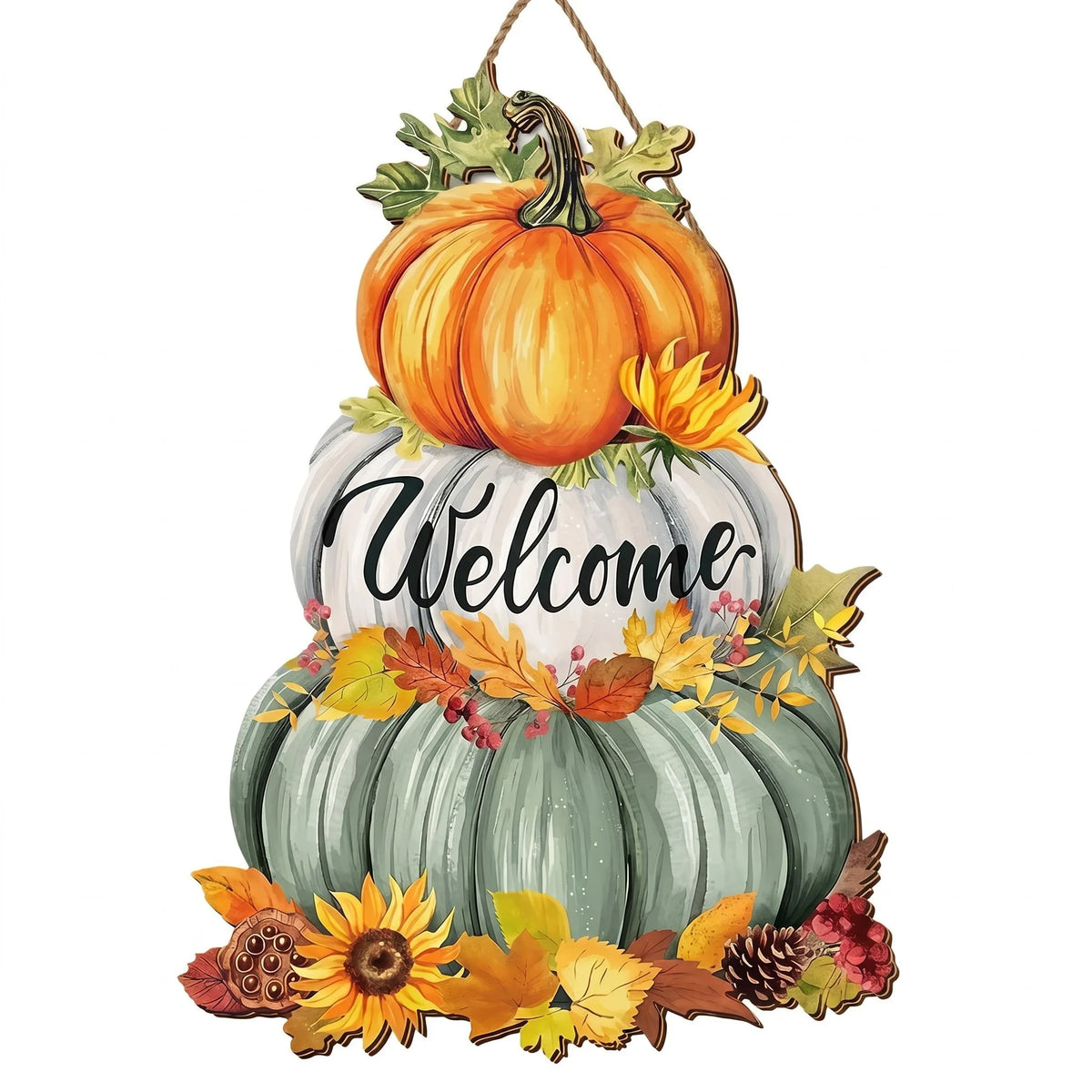 Woodmere Hanging Sign - Layered Pumpkin & Maple Plaque