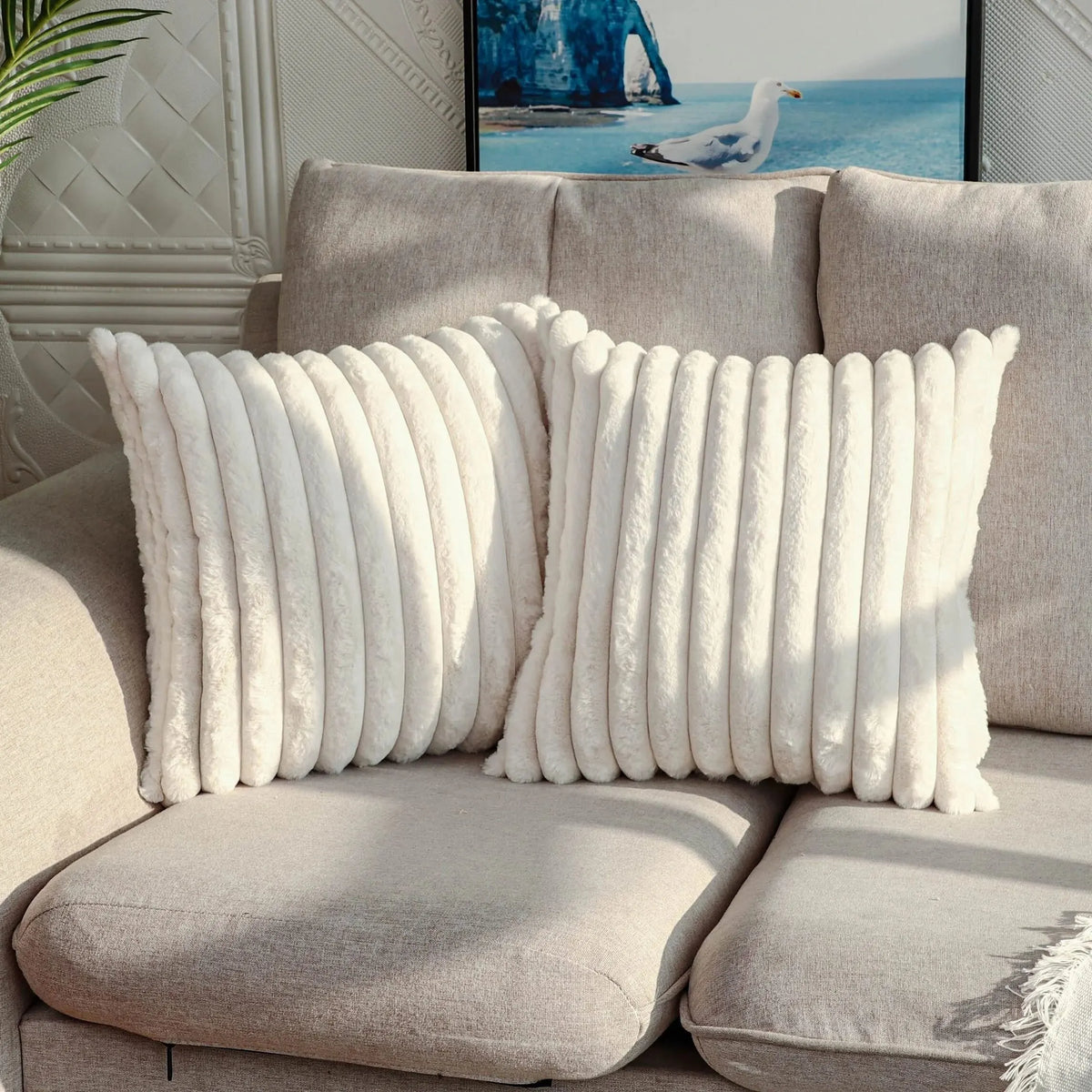 Cordura Plush Cushion Cover - Ribbed Faux Fur, 45cm