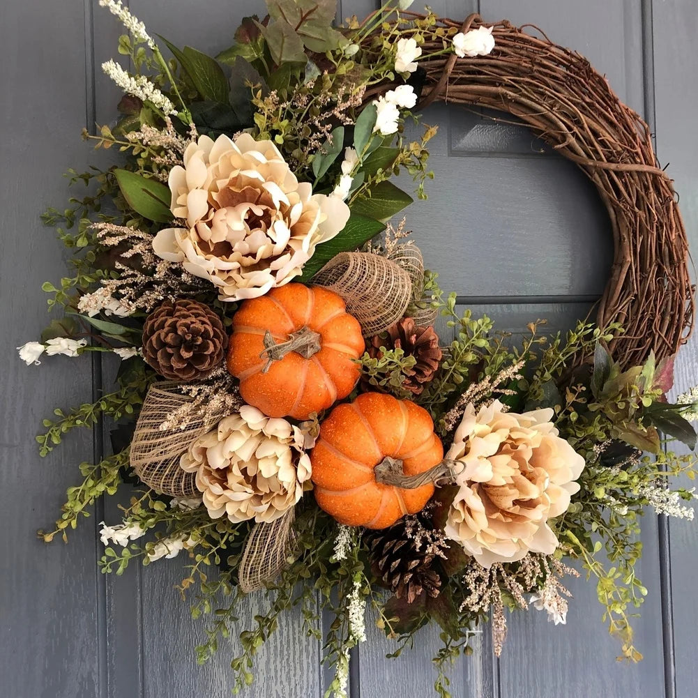Eucalen Door Wreath - Pumpkin, Maple & Berry Ring