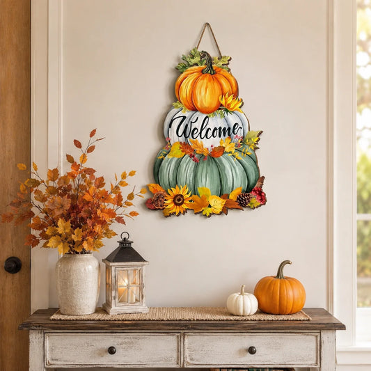 Woodmere Hanging Sign - Layered Pumpkin & Maple Plaque