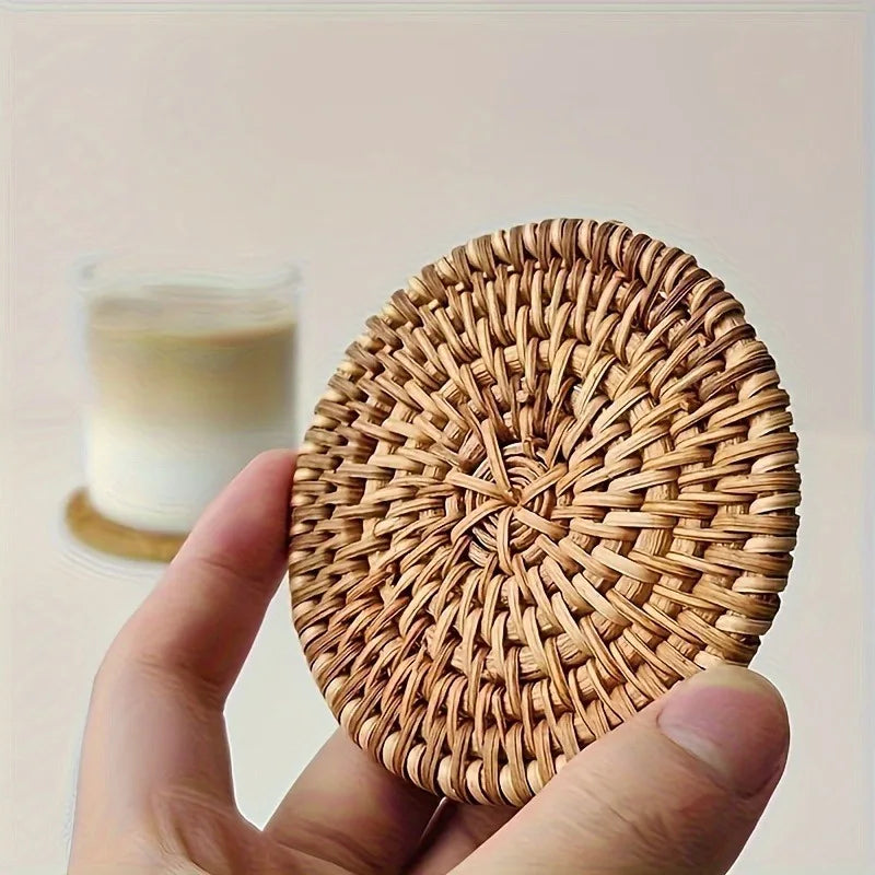Rattania Braided Coaster - Woven Spiral Drink Mats