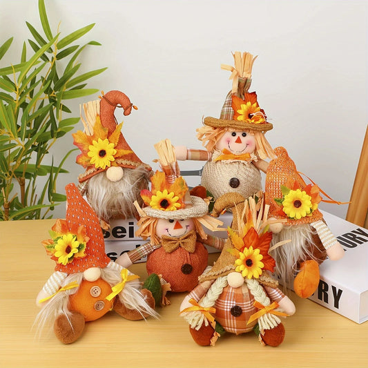 Havren Harvest Scarecrow - Plaid & Sunflower Figure