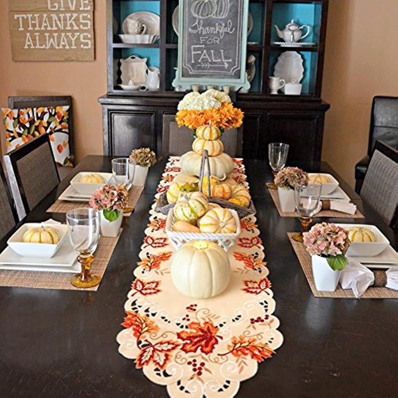 Embrelle Table Runner - Embroidered Openwork Maple