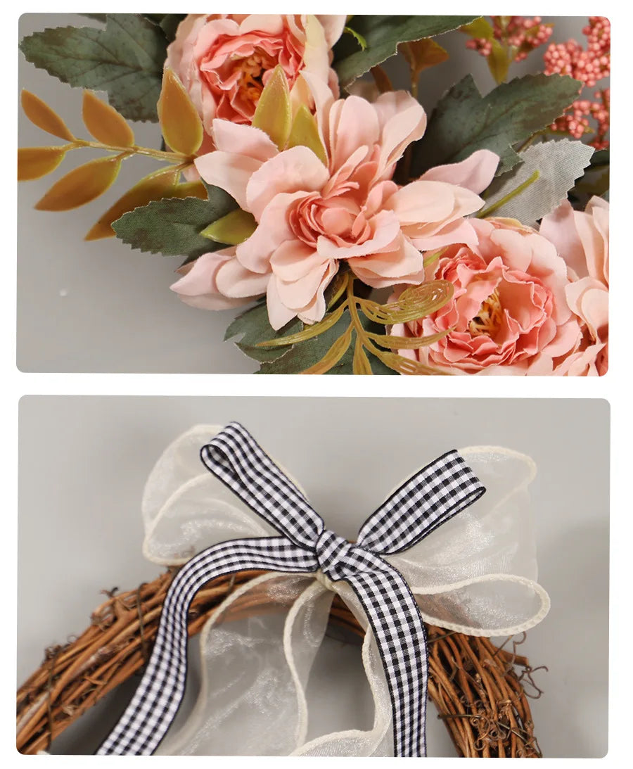 Amberly Door Wreath - 35cm Leaf & Berry Ring