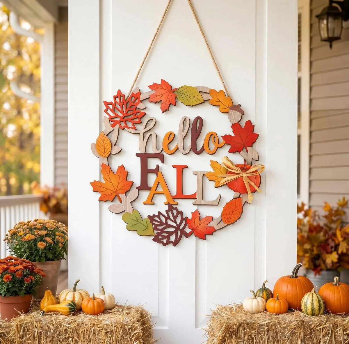 Woodmere Hanging Sign - Layered Pumpkin & Maple Plaque