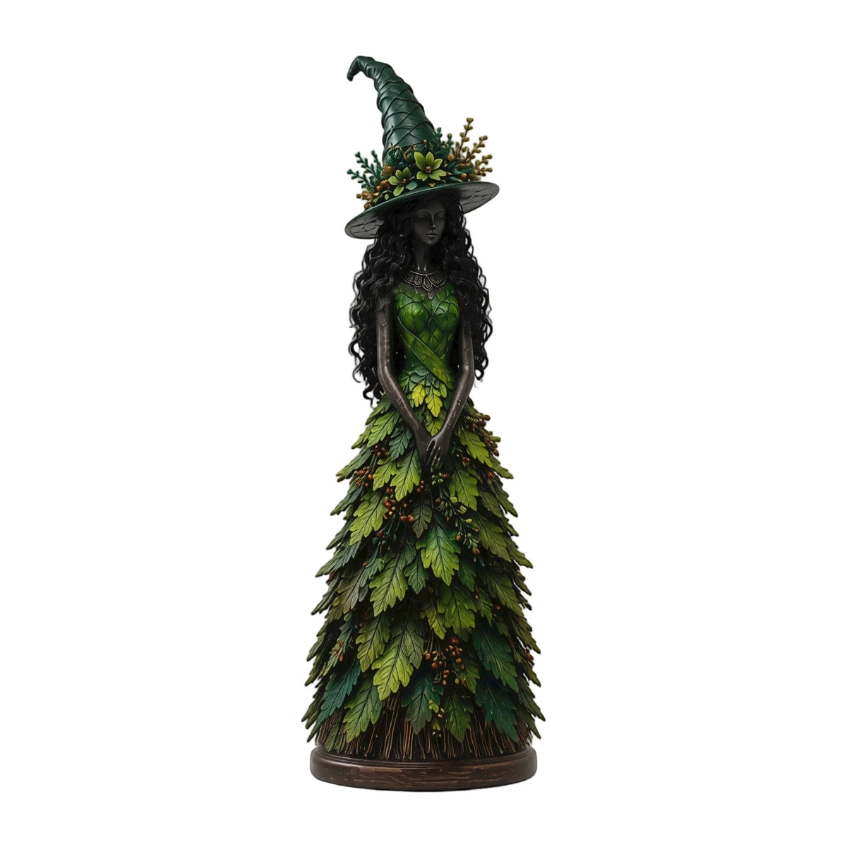 Selvane Leaf Figurine - Resin Statue with Witch Hat