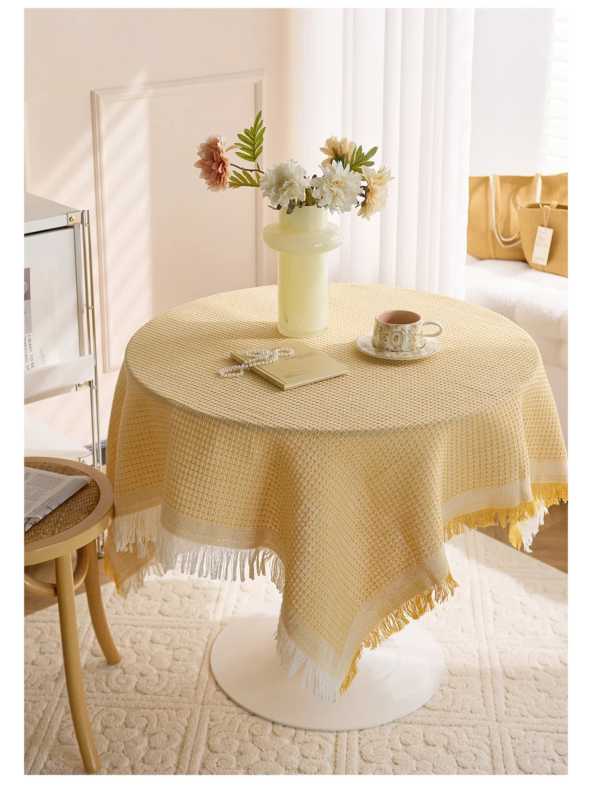 Fringella Square Tablecloth - Crocheted Edge, Three Sizes