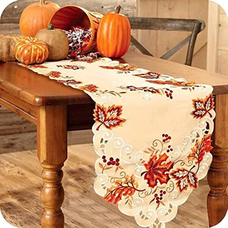 Embrelle Table Runner - Embroidered Openwork Maple