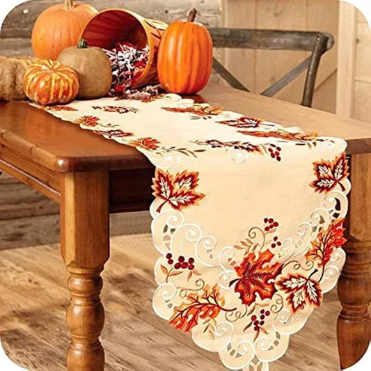 Embrelle Table Runner - Embroidered Openwork Maple