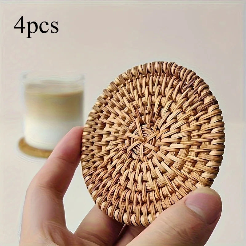 Rattania Braided Coaster - Woven Spiral Drink Mats