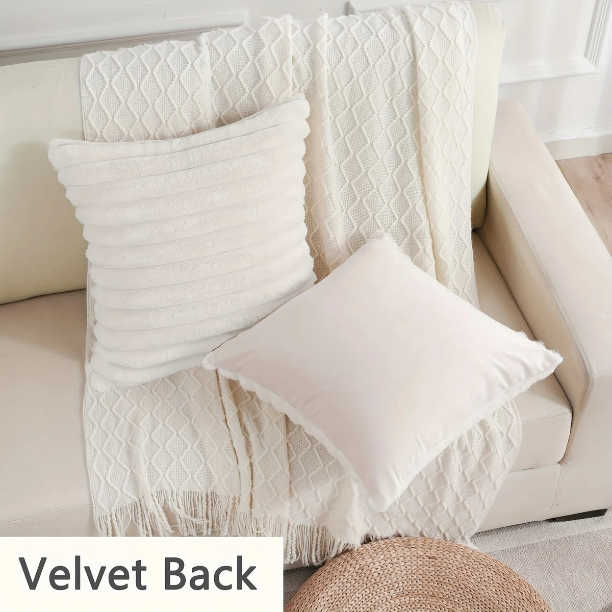 Cordura Plush Cushion Cover - Ribbed Faux Fur, 45cm