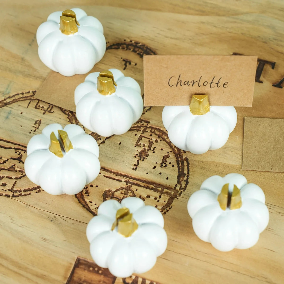Gilden Place Card Holders - Pumpkin Settings, Set of 6