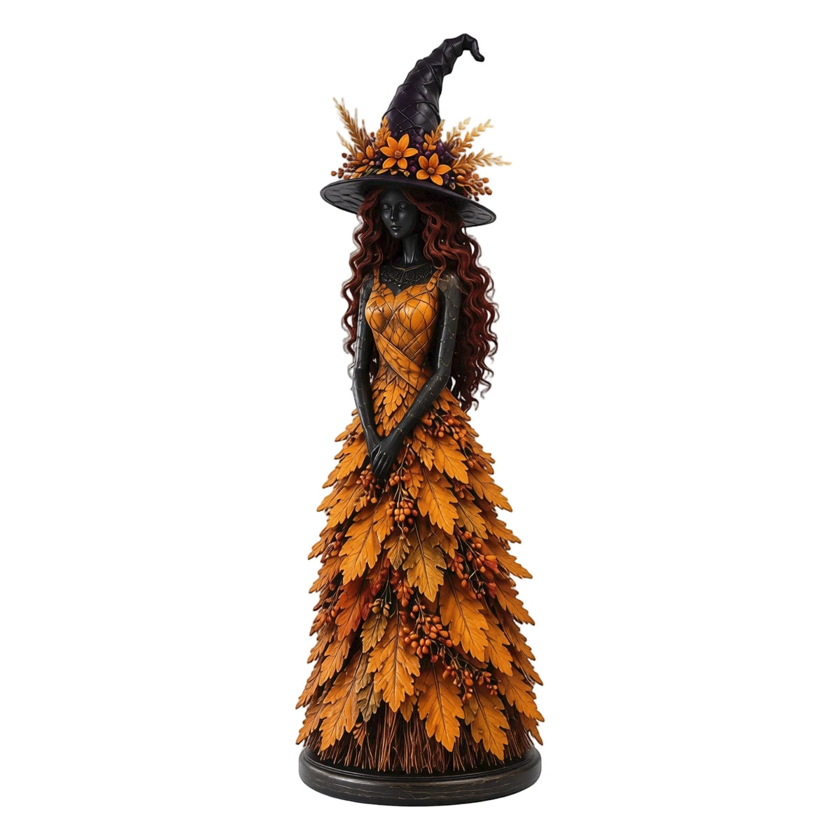 Selvane Leaf Figurine - Resin Statue with Witch Hat
