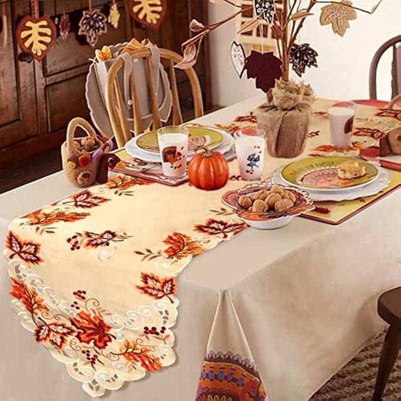 Embrelle Table Runner - Embroidered Openwork Maple