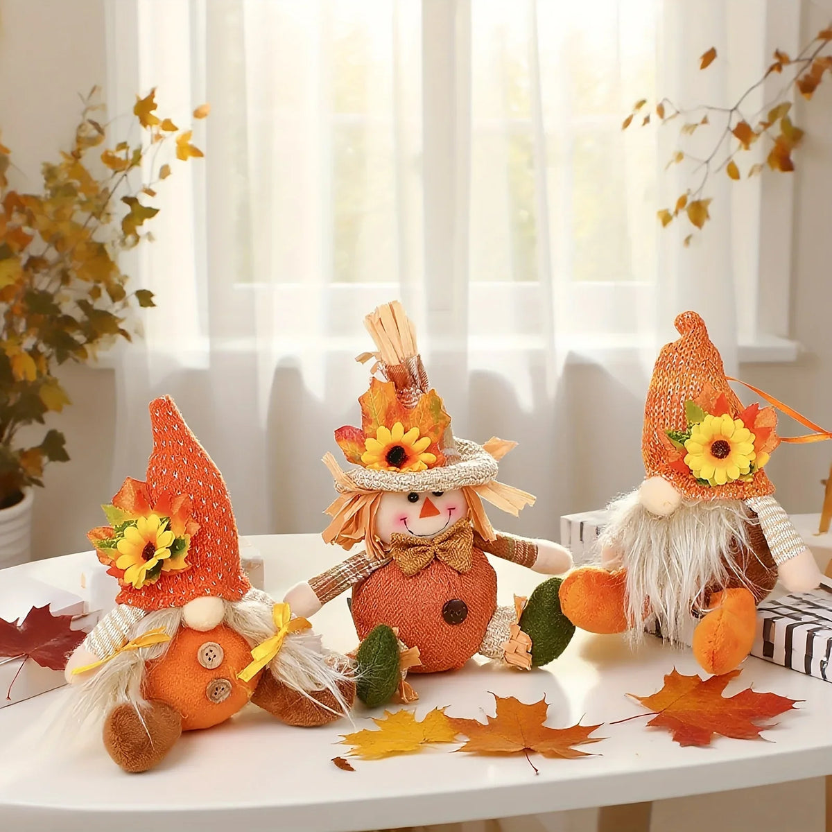 Havren Harvest Scarecrow - Plaid & Sunflower Figure