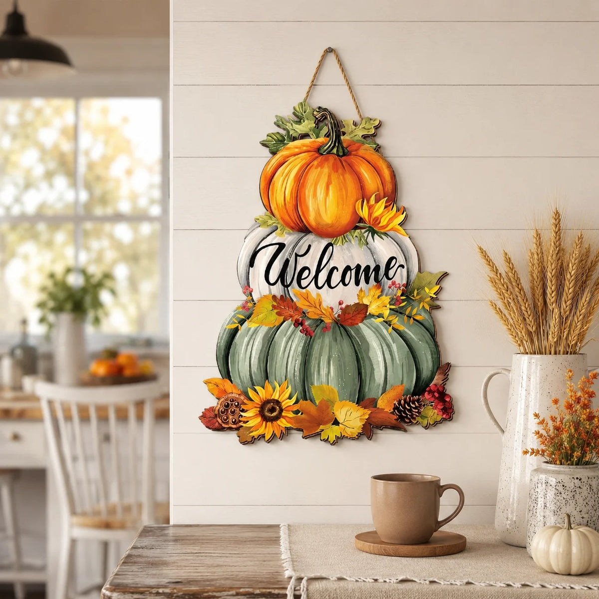Woodmere Hanging Sign - Layered Pumpkin & Maple Plaque