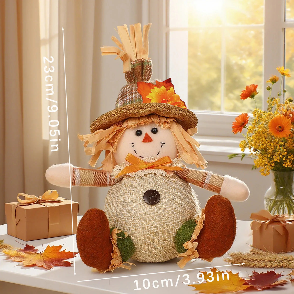Havren Harvest Scarecrow - Plaid & Sunflower Figure